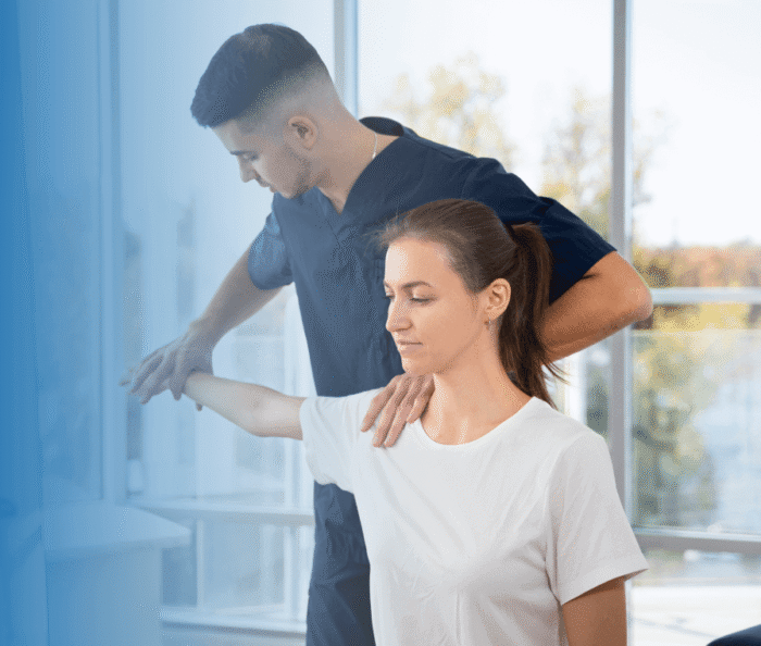 HealthPlex physiotherapist assisting a patient during a clinic session in NSW